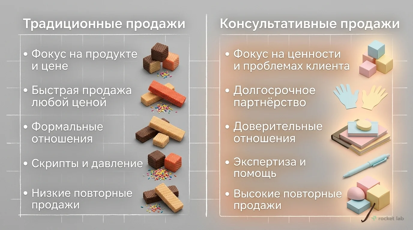 Отличия традиционных и консультативных продаж