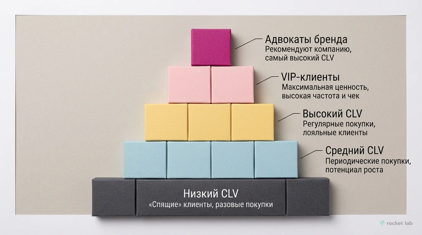 Пирамида ценности клиентов по CLV