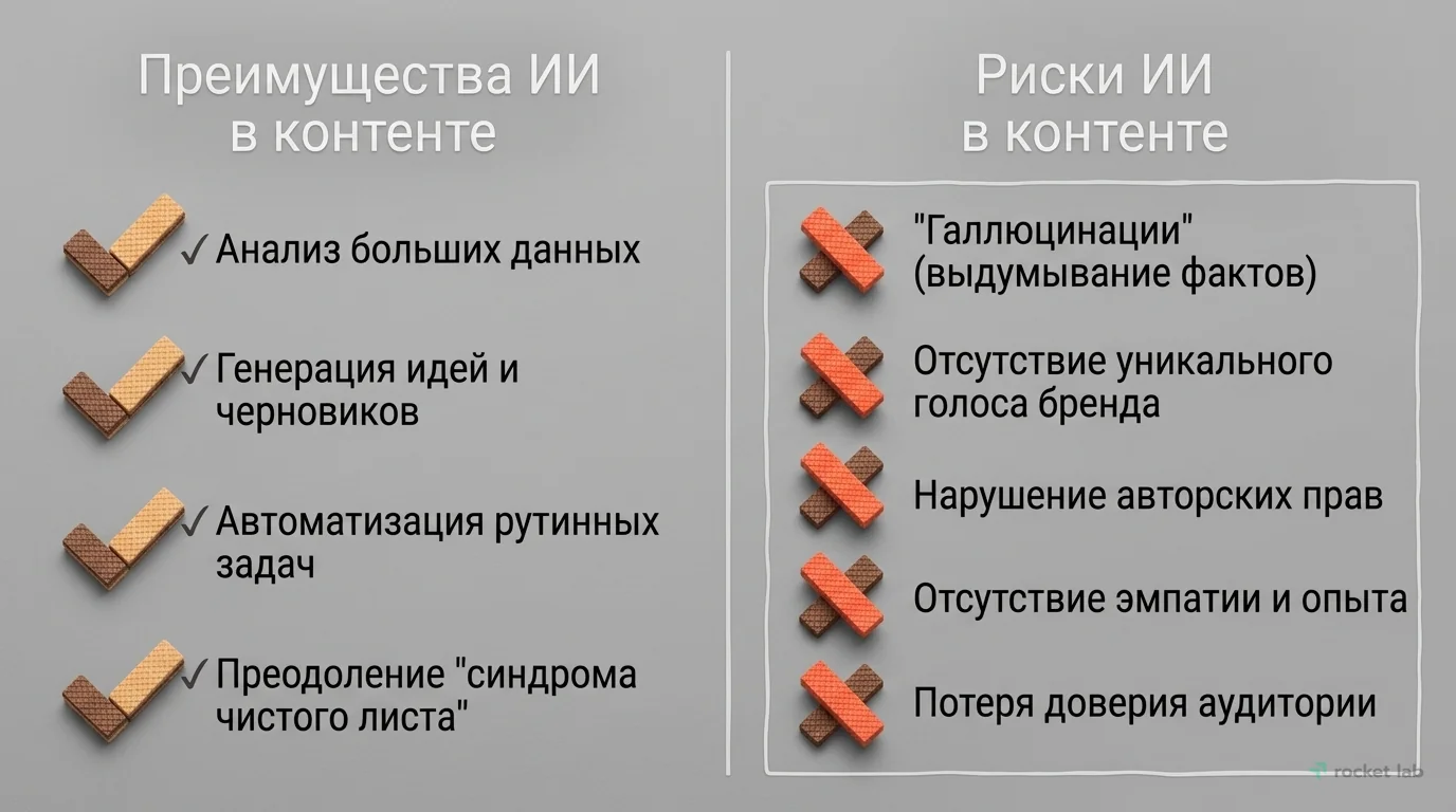 Плюсы и минусы использования ИИ в контент-маркетинге