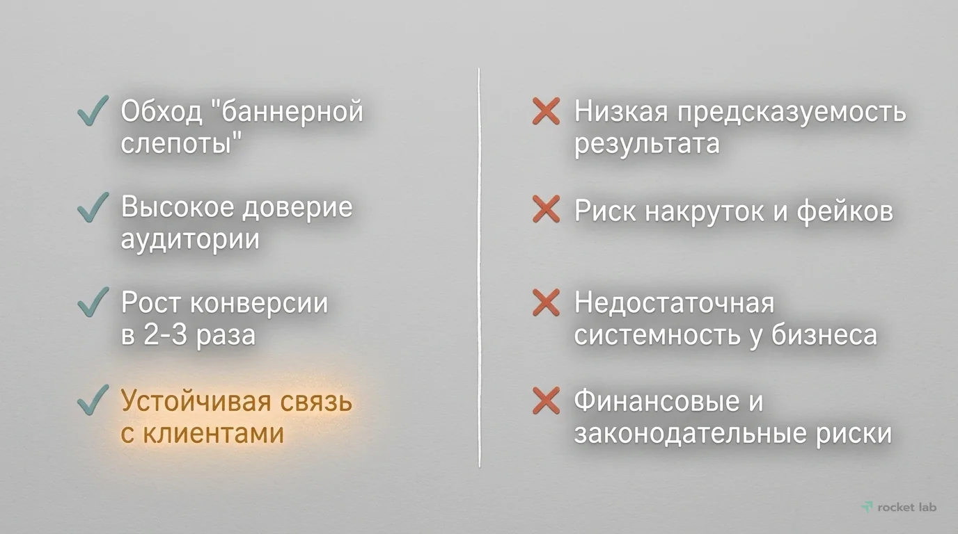 Плюсы и минусы маркетинга влияния