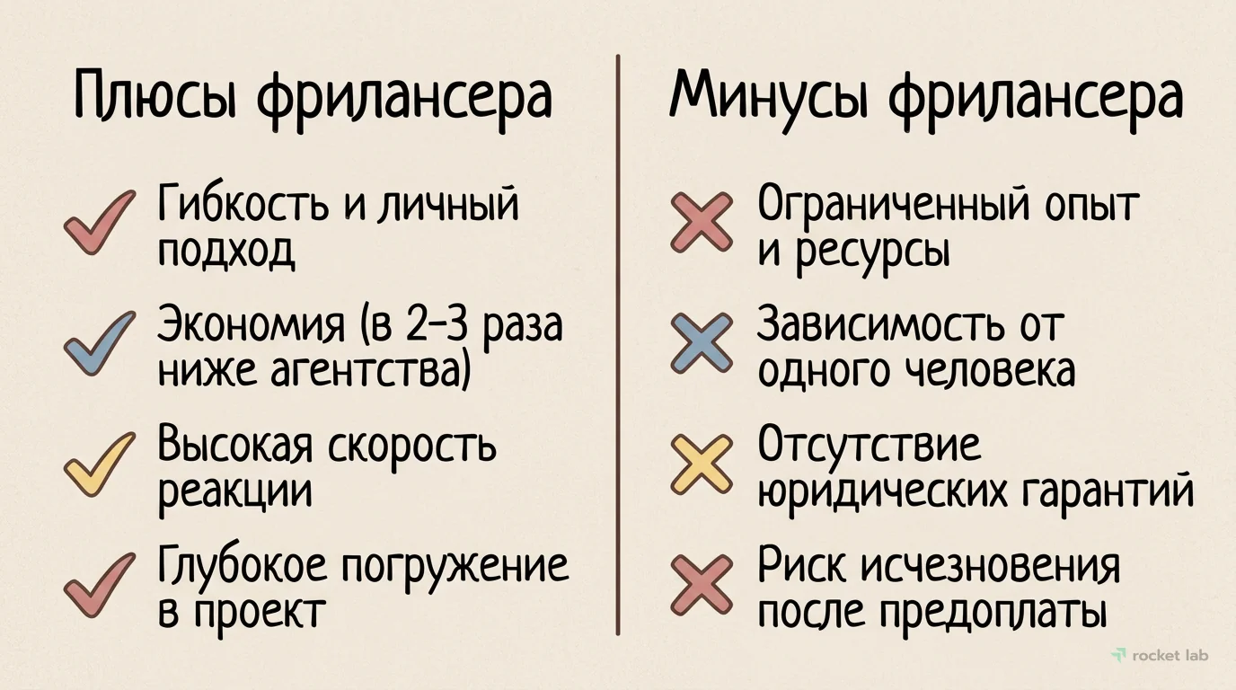 Плюсы и минусы работы с фрилансером
