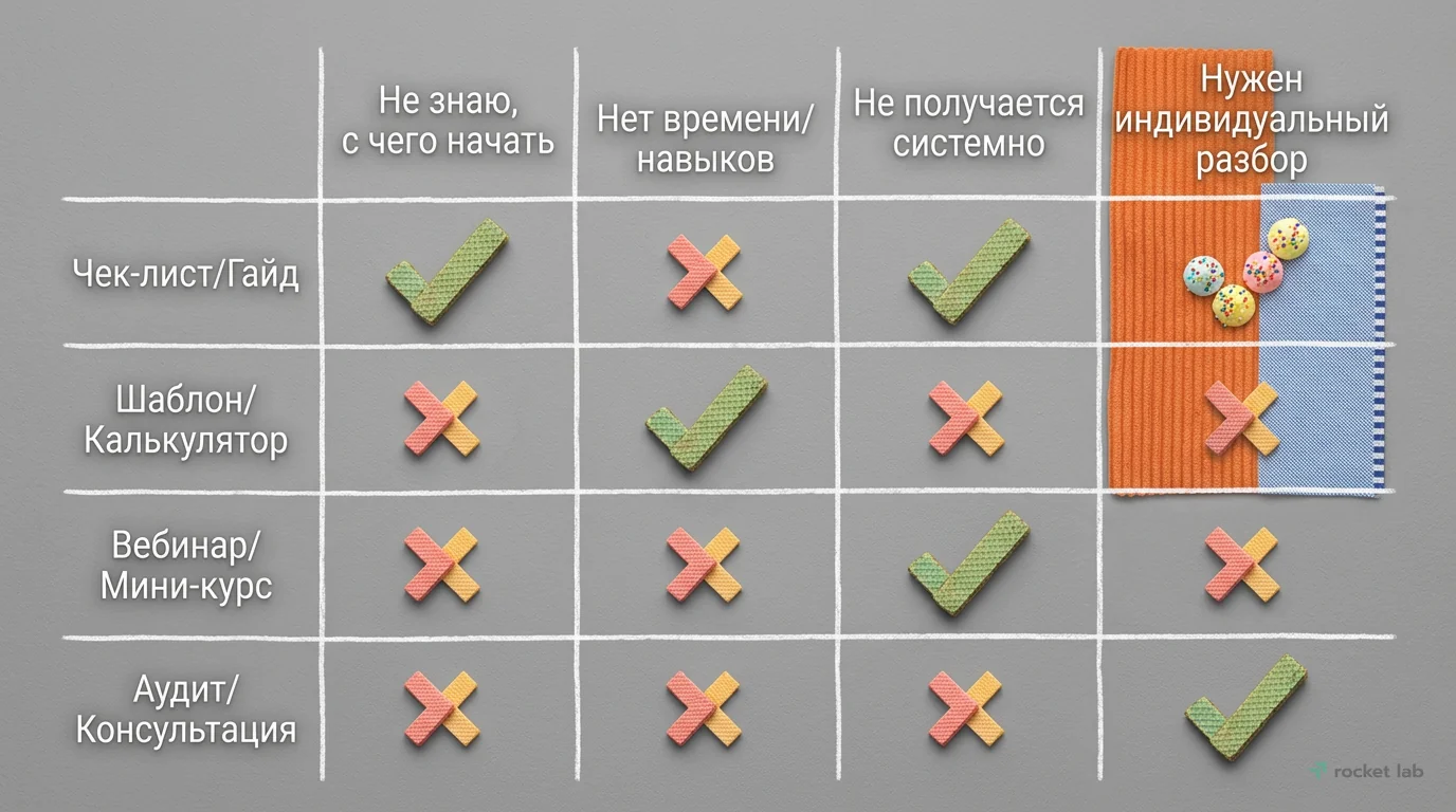 Подбор формата лид-магнита по типу проблемы клиента