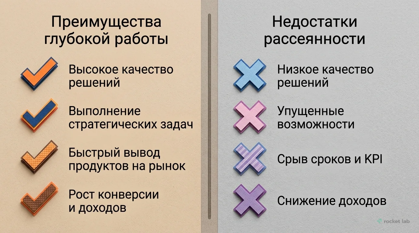 Последствия глубокой работы и рассеянности для бизнеса