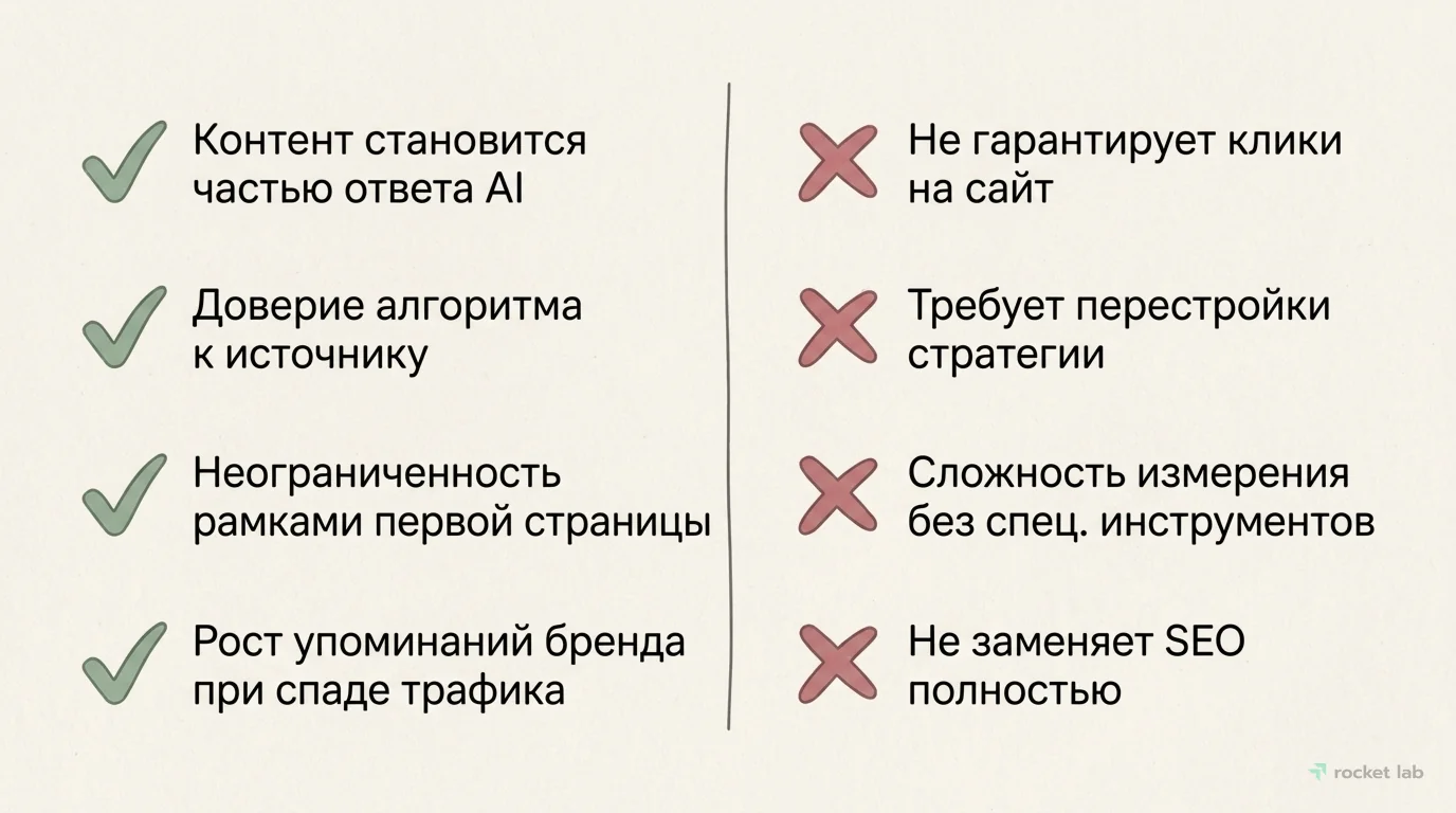 Преимущества и риски GEO