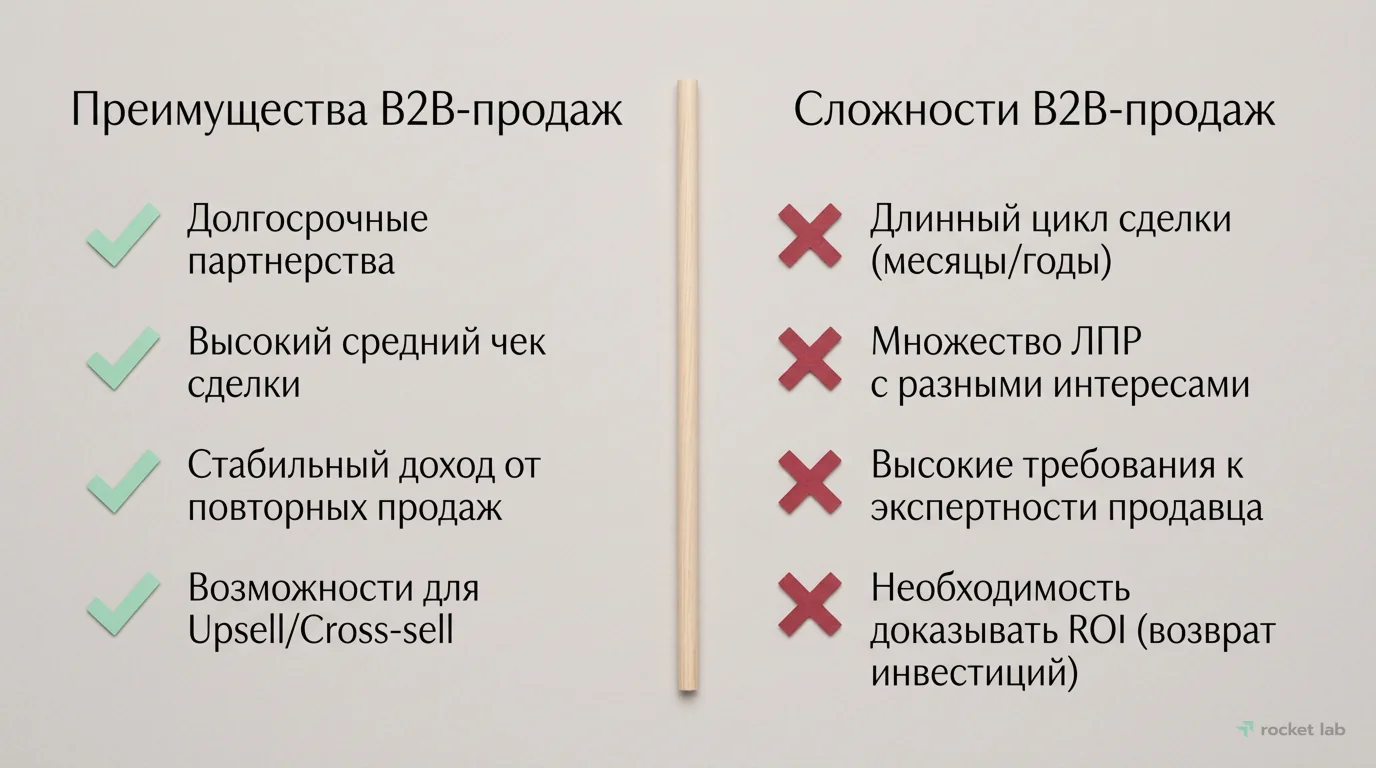 Преимущества и сложности B2B-продаж