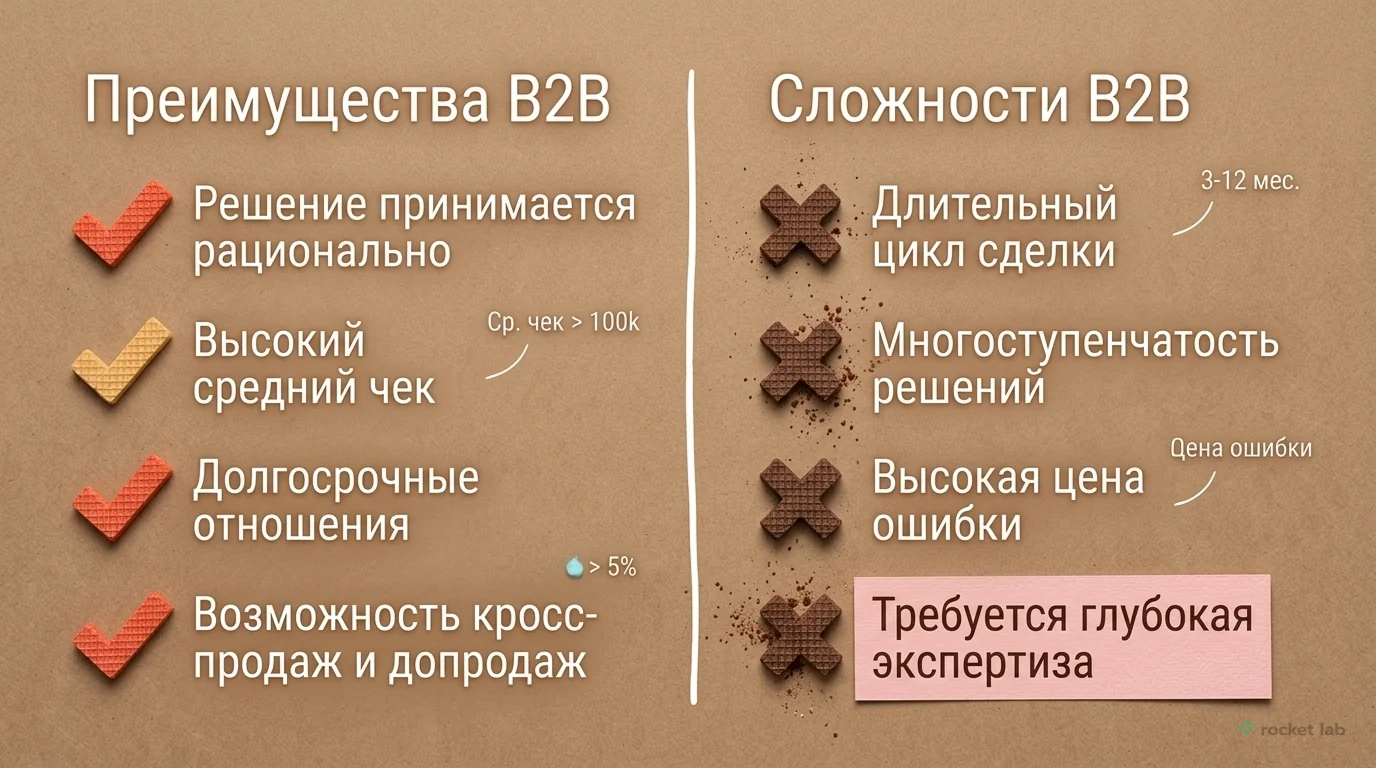 Преимущества и сложности B2B-продаж