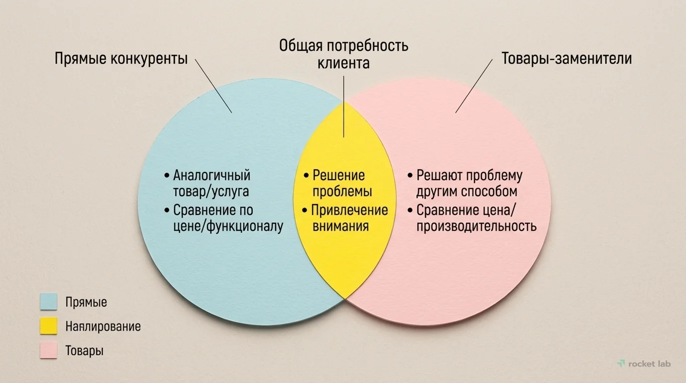 Прямые Конкуренты vs. Товары-Заменители