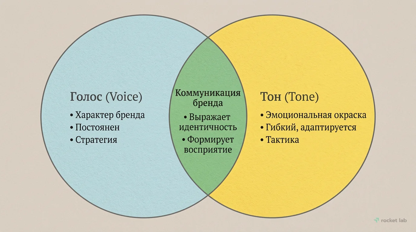 Различие между Голосом и Тоном бренда