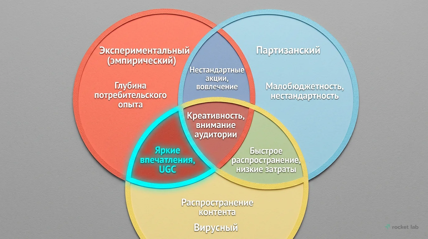 Сходства и различия экспериментального, партизанского и вирусного маркетинга
