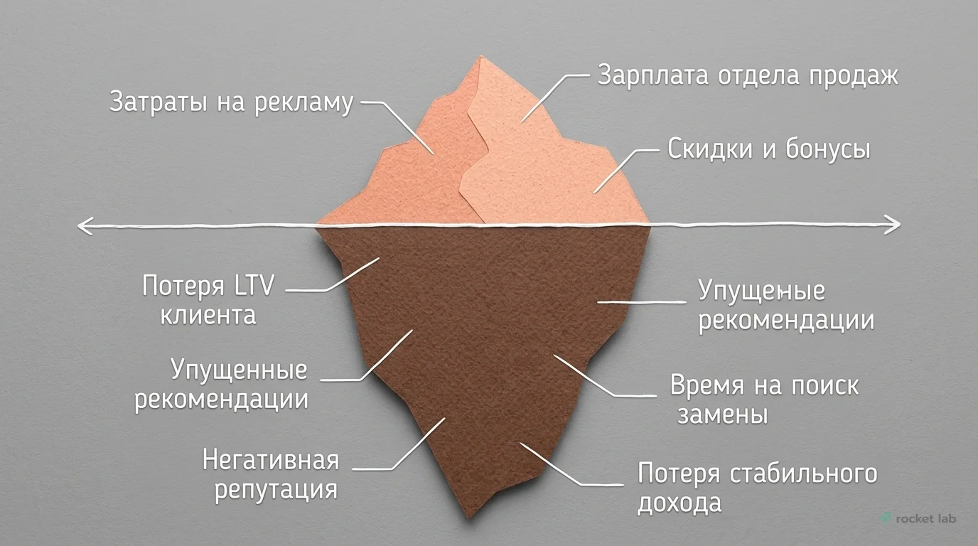 Скрытые затраты оттока клиентов