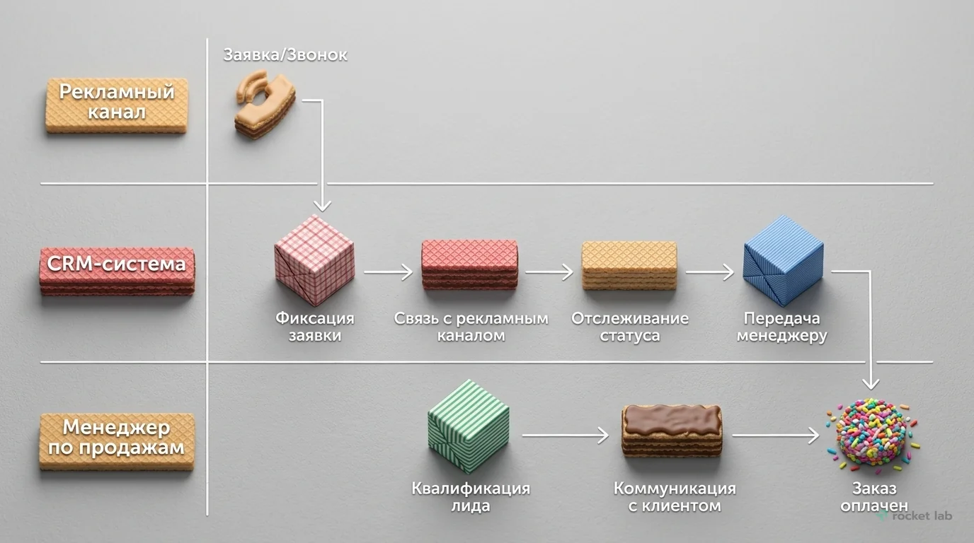 Сквозная воронка продаж с CRM-системой