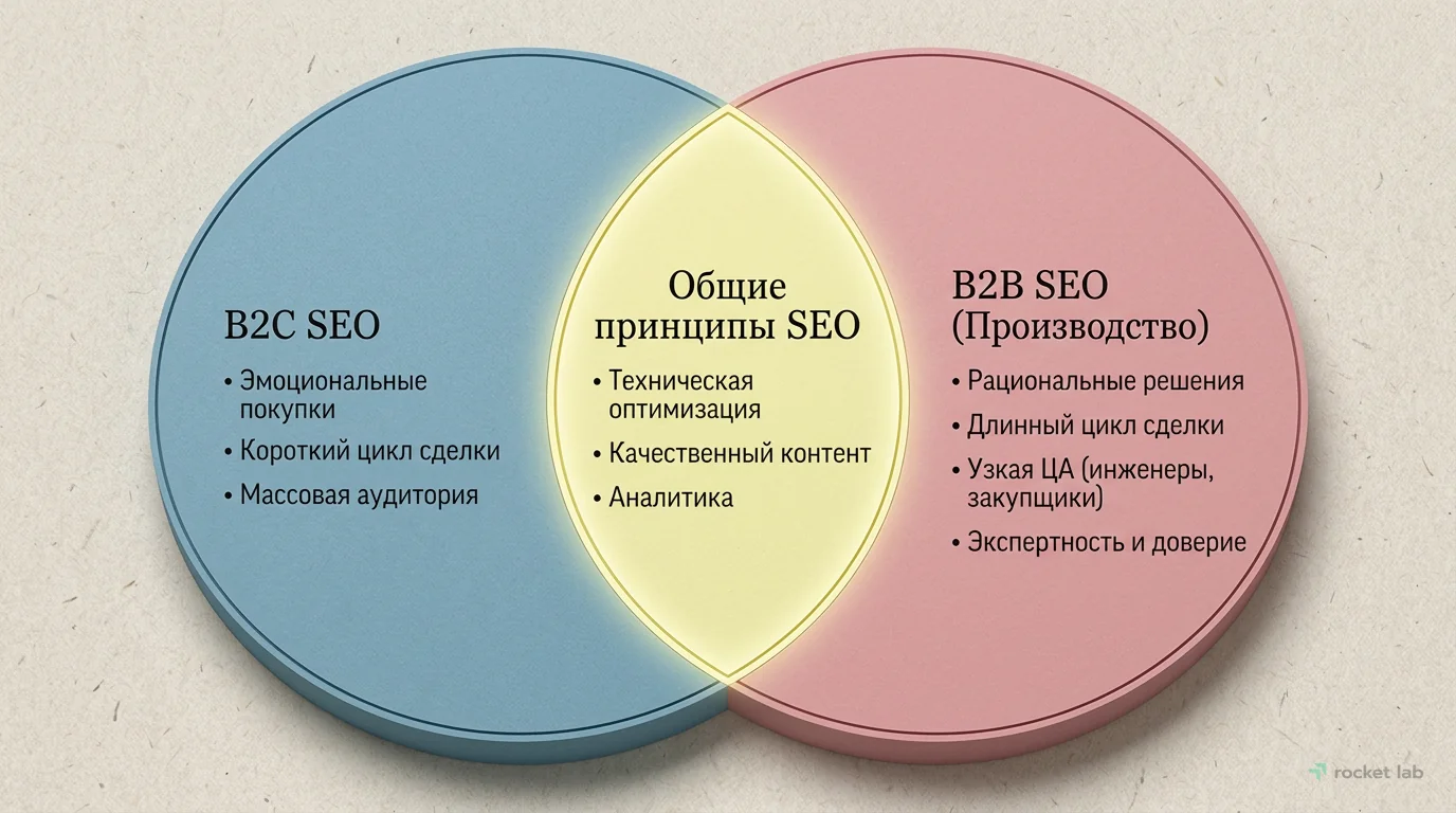 Сравнение B2C и B2B SEO для производства