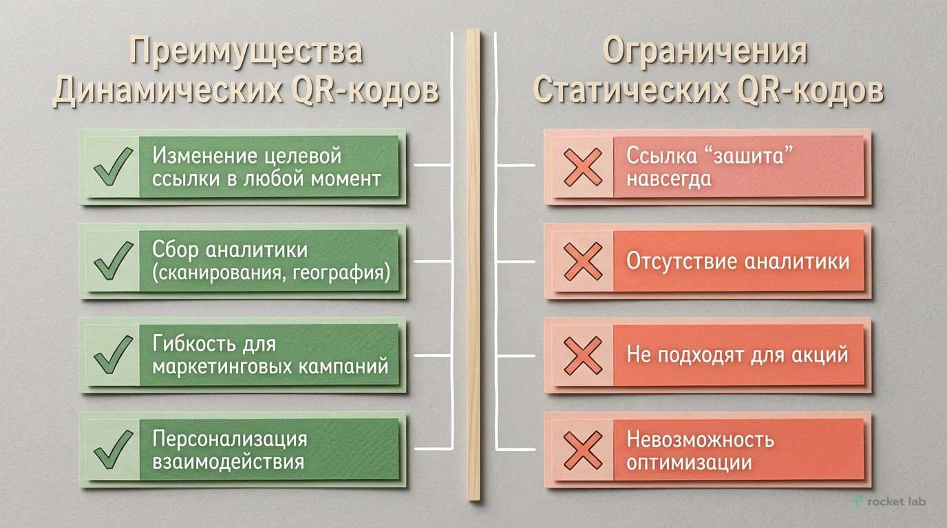 Сравнение динамических и статических QR-кодов
