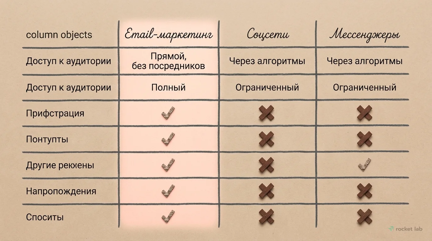 Сравнение email-маркетинга с другими каналами