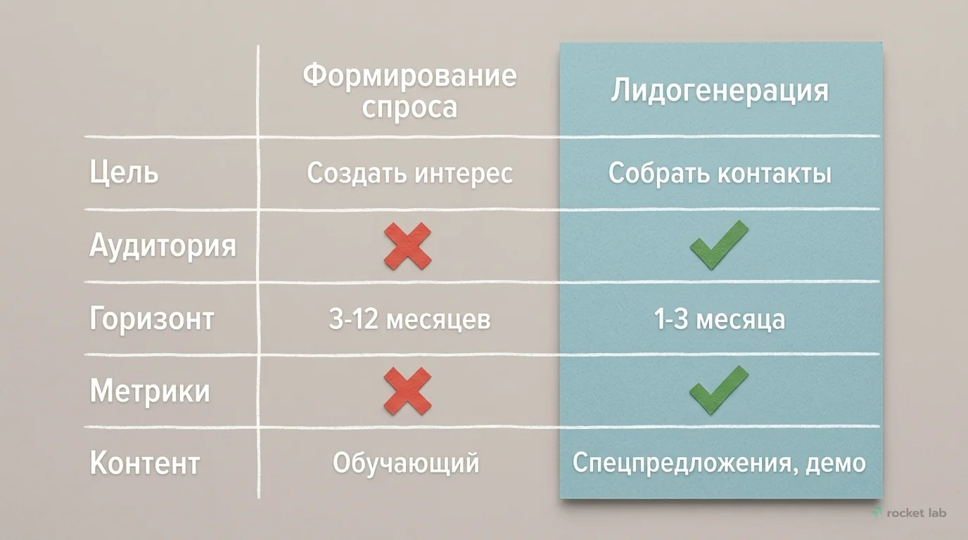 Сравнение: Формирование спроса vs. Лидогенерация