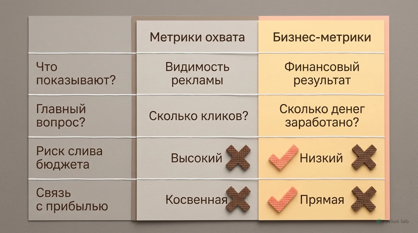 Сравнение метрик охвата и бизнес-метрик