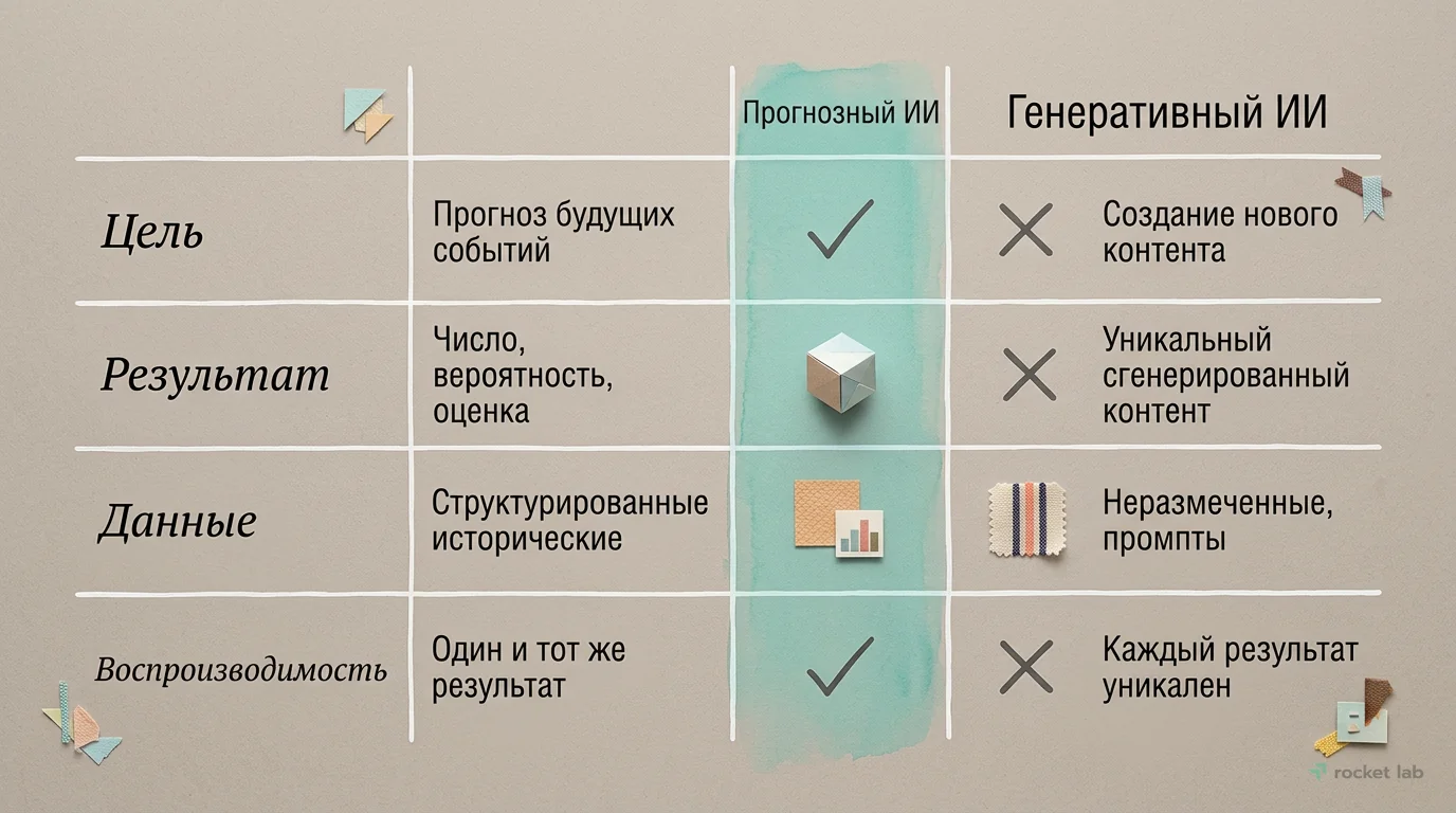Сравнение Прогнозного и Генеративного ИИ