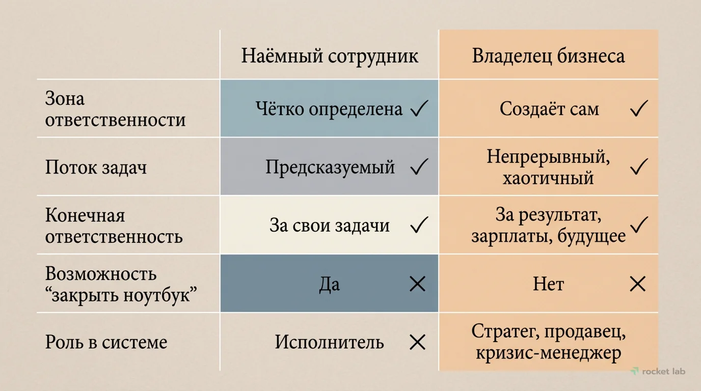 Сравнение ролей: наёмный сотрудник vs. владелец бизнеса