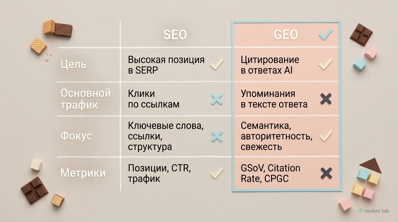 Сравнение SEO и GEO