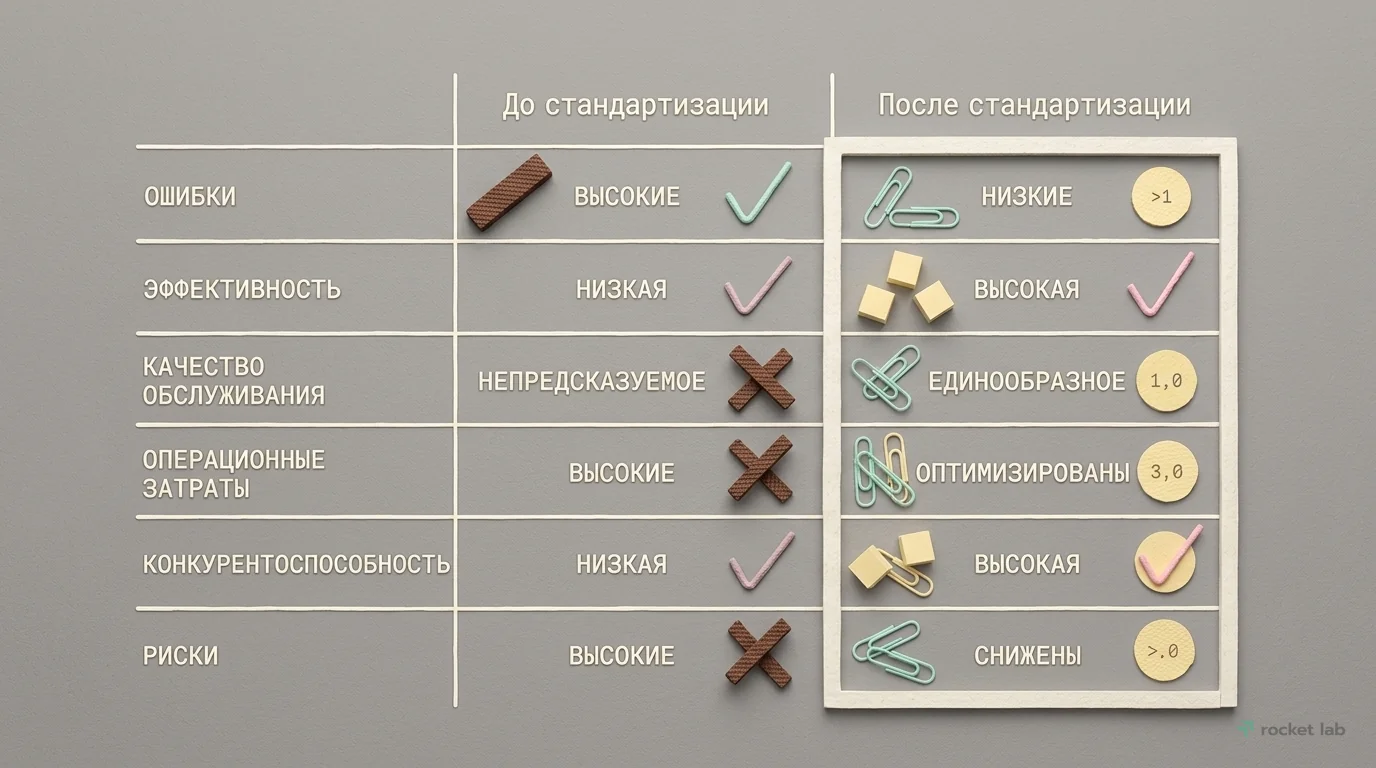 Сравнение состояния ДО и ПОСЛЕ стандартизации