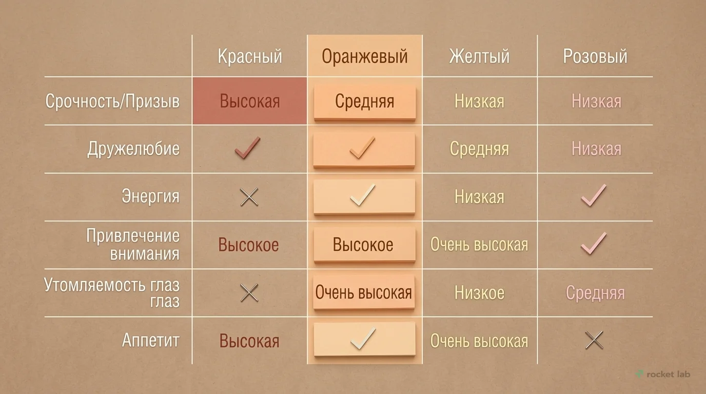 Сравнение теплых оттенков и их воздействия