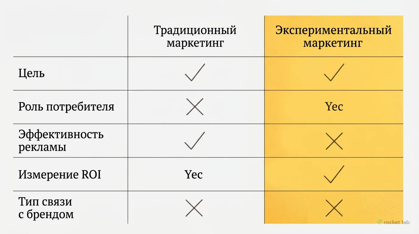 Сравнение традиционного и экспериментального маркетинга
