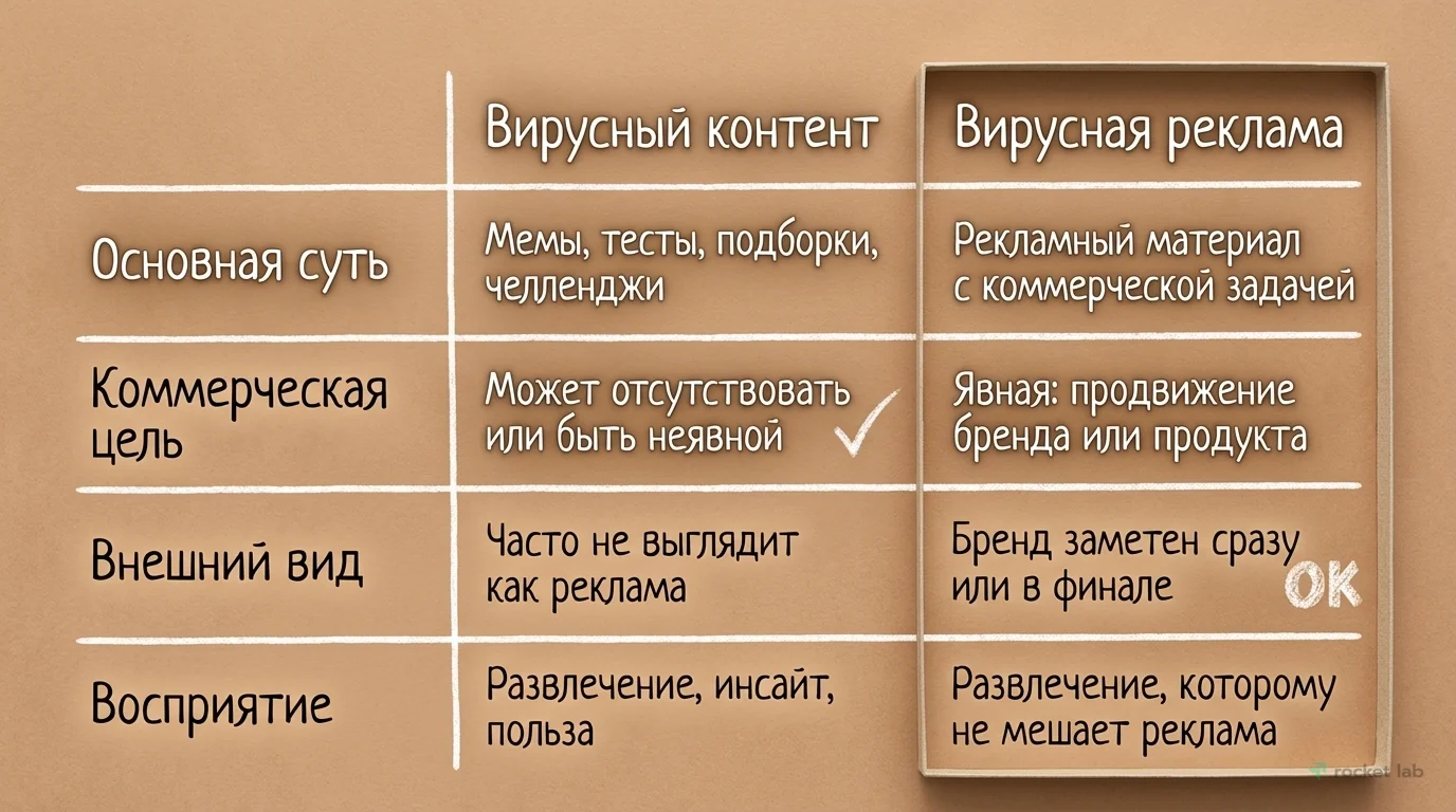 Сравнение вирусного контента и вирусной рекламы