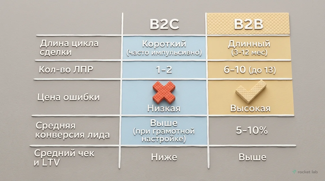 Сравнение воронок продаж B2B и B2C