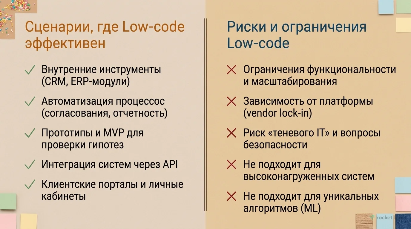 Сценарии применения и ограничения Low-code