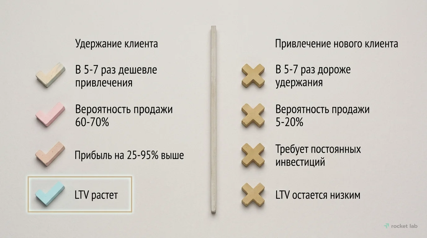 Удержание vs Привлечение: что выгоднее для бизнеса